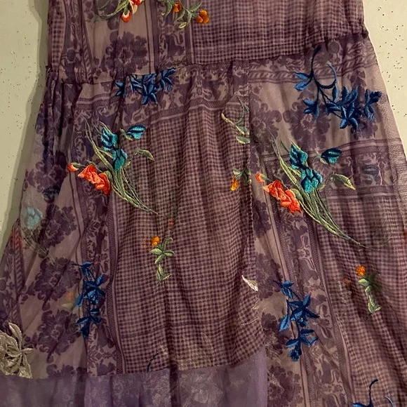 NWT Johnny Was Embroidered Purple Sleeveless Dress Mesh. - Picture 4 of 9